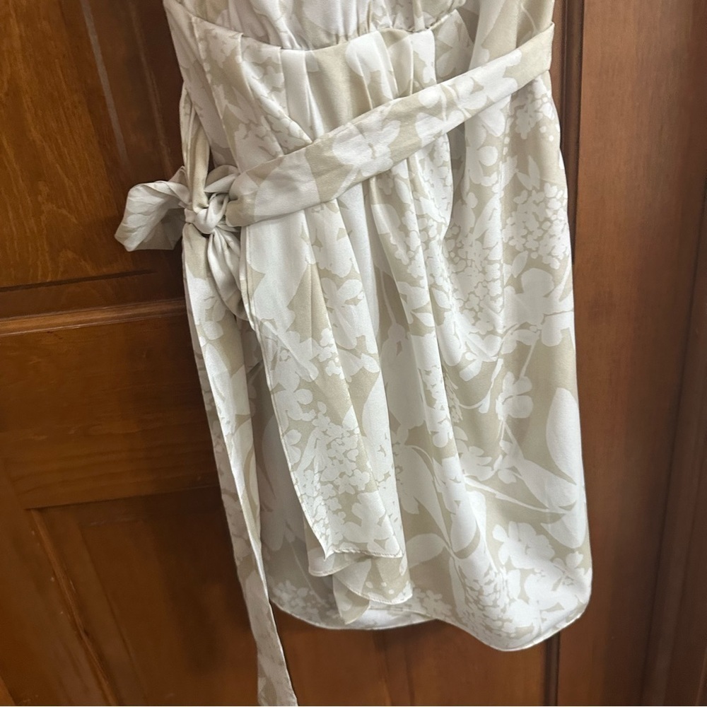 Express Cream Strapless Sundress with Cowl Neck for Wedding Guest - Picture 3 of 4